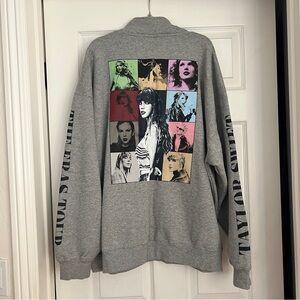 Taylor Swift The Eras Tour Quarter Zip Gray Sweater Sweatshirt XL Extra Large
